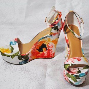 BAMBOO Women's Floral Wedge Platform Shoes Size 8